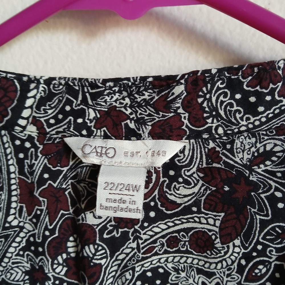 C Est 1946 Shirt Womens 22/24W Button 3/4 Sleeve Paisley top - Picture 5 of 11